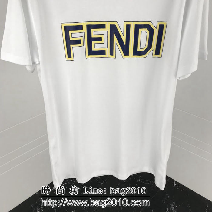 FENDI芬迪 19FW春夏新款短袖 黃色包邊Fendi字母印花 定制面料 簡約百搭款 高版本情侶款 ydi2029